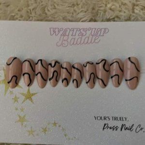 Nudes swirl medium almond gelx press on nails gift for her